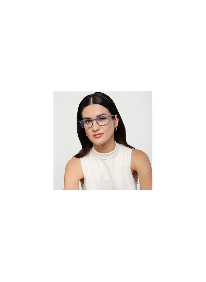 Lenskart Blu Zero Power Bluecut & Antiglare Rectangular Shape Computer Eyeglasses LB E13527 - Lens Size: 53mm - Grey