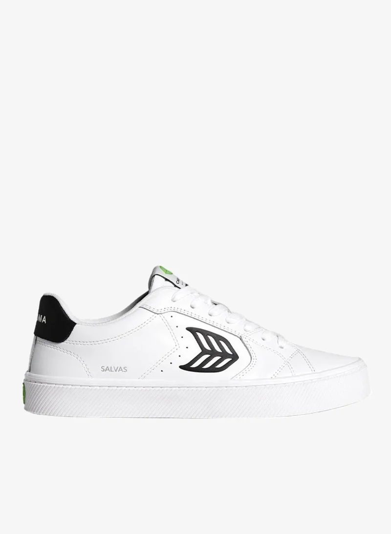 كاريوما SALVAS White Leather Black Logo Sneaker