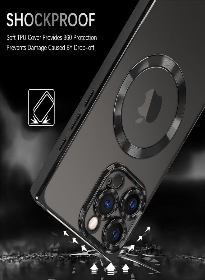 زيي جراب ZIYE الشفاف المغناطيسي لهاتف iPhone 16 Pro Max [متوافق مع MagSafe]، غطاء فاخر رفيع وناعم ومقاوم للصدمات، يدعم الشحن اللاسلكي، مناسب للنساء والفتيات، لون أسود أنيق - Image 4
