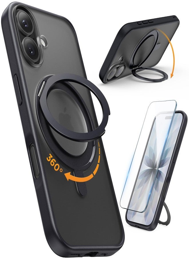 SURPHY for iPhone 17 Case 6.3 Inch With Rotable Magnetic Ring Stand Compatible with MagSafe, Slim Matte Shockproof Phone Cover 6.3" 2025, Black - Image 1