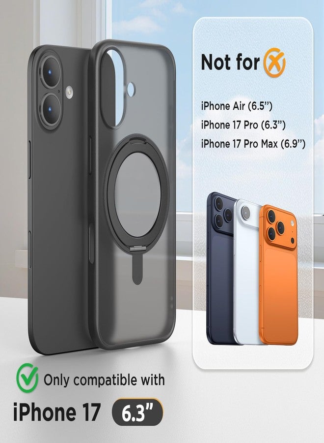 SURPHY for iPhone 17 Case 6.3 Inch With Rotable Magnetic Ring Stand Compatible with MagSafe, Slim Matte Shockproof Phone Cover 6.3" 2025, Black - Image 2