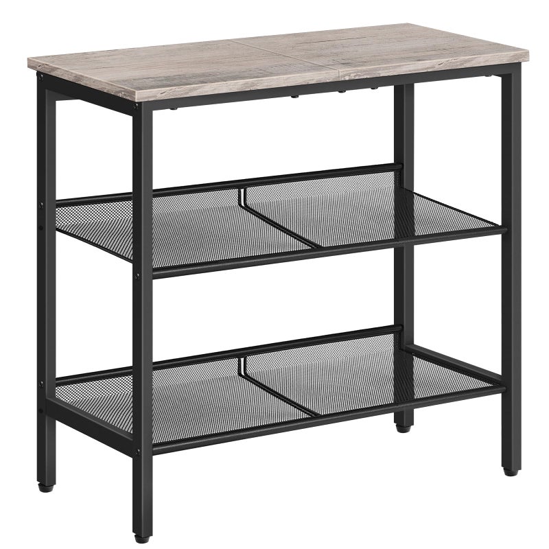 HOOBRO Side Table, 3-Tier Narrow End Table, Nightstand with 2 Flat or Slant Adjustable Shelves for Small Spaces, Hallway, Living Room, Bedroom, Sturdy, Easy Assembly, Greige and Black BG23BZ01G1 - Image 1