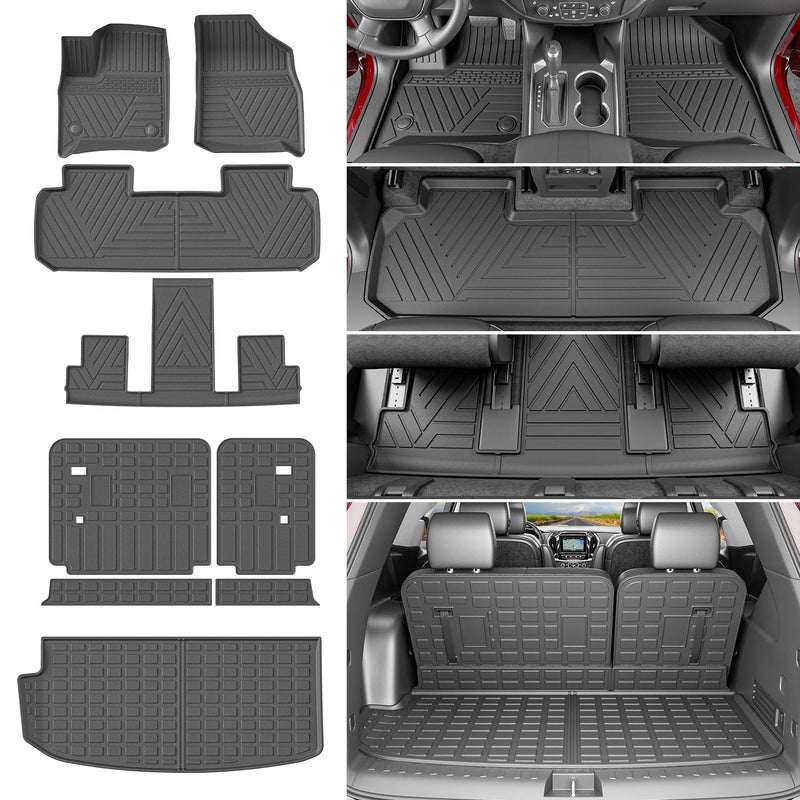powoq Floor Mat Compatible with 18-24 Chevy Traverse Cargo Mat Replacement for 2018-2024 Chevy Traverse Accessories(Trunk+Backrest+7Seats Floor Mat) - Image 1