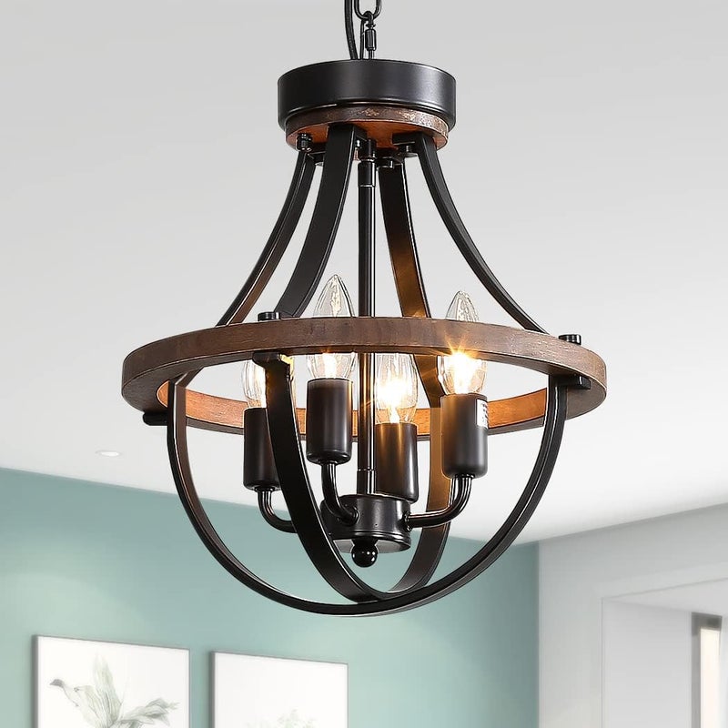 Lanpesting Farmhouse Chandelier Modern Hanging Pendant Lighting 4Light Rustic Ceiling Light Fixture Vintage Chandelier for Hallway Foyer Dining Room Entryway Kitchen Island Bedroom