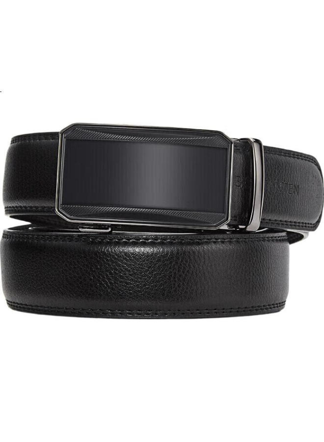 Bostanten Men'S Leather Belt With Automatic Buckle, Trendy Formal Waistband, Birthday Gift Bj4201041 Black - Image 1