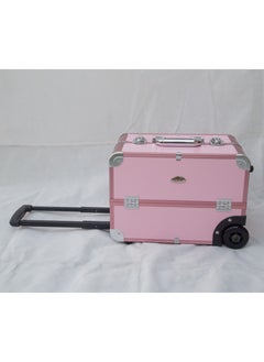 SUNRISE Rolling Wheeled Storage Organizer Makeup Trolley Cosmetics Suitcase Pink  - Image 1