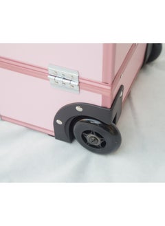 SUNRISE Rolling Wheeled Storage Organizer Makeup Trolley Cosmetics Suitcase Pink  - Image 3