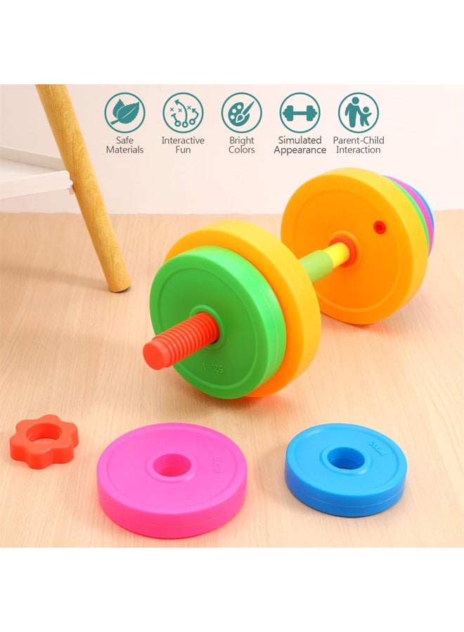 DUNISO Fitness Dumbbell for Kids，Plastic Dumbbell Toys，Toddler Toy Gym Equipment，Adjustable Fill with Sand or Water， for Pretend Play Lifting, Exercise & Fitness - Image 3