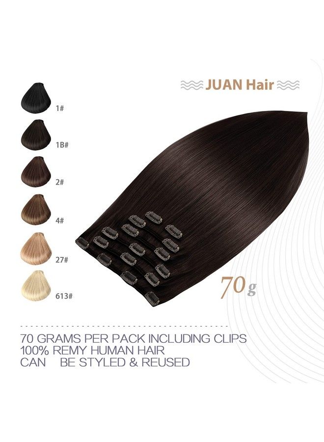 Aison Clip In Hair Extensions 70G Dark Brown 100% Remy Human Hair Clip In Extensions Soft Silky Straight For Fashion Women 7Pcs 16Clips One Pack (18 Inch #2) - Image 3