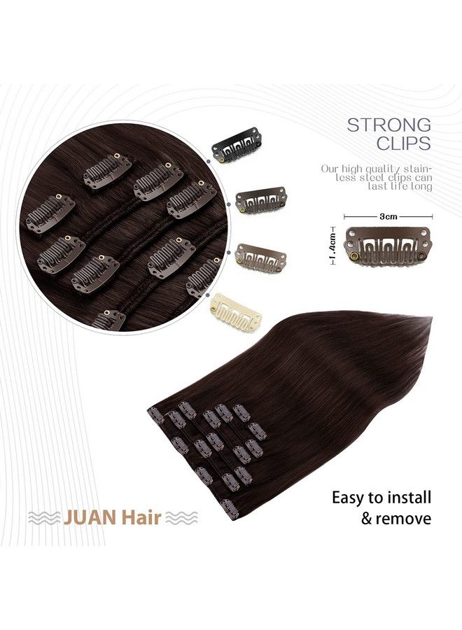 Aison Clip In Hair Extensions 70G Dark Brown 100% Remy Human Hair Clip In Extensions Soft Silky Straight For Fashion Women 7Pcs 16Clips One Pack (18 Inch #2) - Image 5