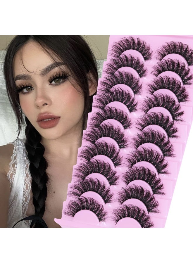 10 أزواج من الرموش الصناعية الكثيفة بتصميم عين الثعلب | رموش ثلاثية الأبعاد متعددة الطبقات الكثيفة - Image 2