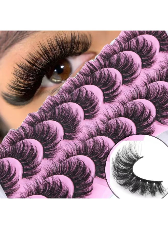 10 أزواج من الرموش الصناعية الكثيفة بتصميم عين الثعلب | رموش ثلاثية الأبعاد متعددة الطبقات الكثيفة - Image 5