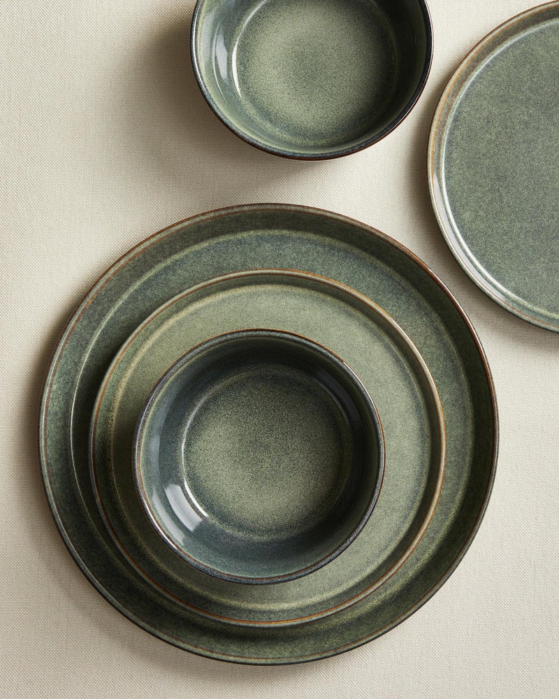 Pokini Dinnerware Sets, Microwave Safe Plates and Bowls Sets, Dishes Set for 4, Chip & Scratch Resistant Dinner Set, Reactive Glazed Farmhouse Dishware Sets, Green Wheat - Image 3