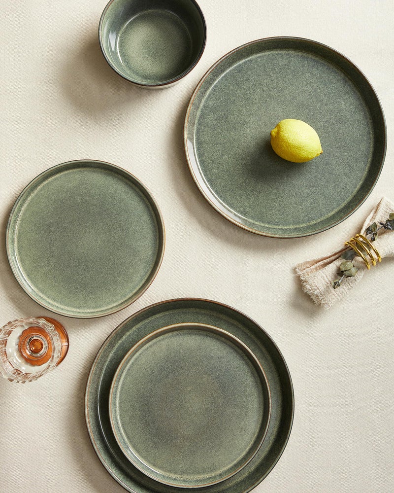 Pokini Dinnerware Sets, Microwave Safe Plates and Bowls Sets, Dishes Set for 4, Chip & Scratch Resistant Dinner Set, Reactive Glazed Farmhouse Dishware Sets, Green Wheat - Image 5