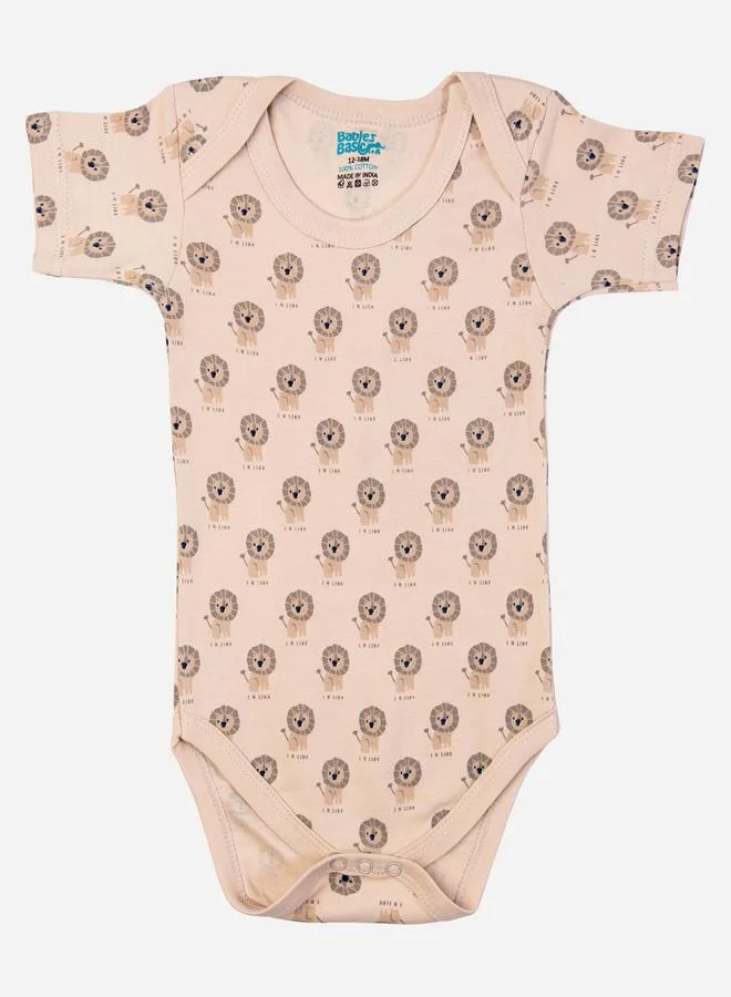 Babies Basic Pack of 3 - Round Neck Printed Romper by Styli