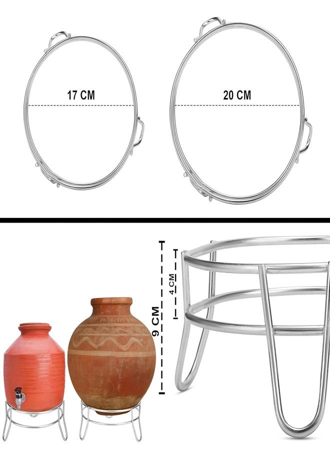 TechSrmaji Premium Stainless Steel Matka Stand, Round Water Pot Dispenser Holder for Kitchen Storage, Heavy-Duty Clay Pot Rack, 2 Pack - Image 3