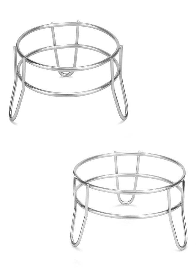 TechSrmaji Premium Stainless Steel Matka Stand, Round Water Pot Dispenser Holder for Kitchen Storage, Heavy-Duty Clay Pot Rack, 2 Pack - Image 1