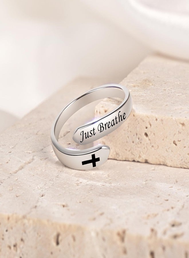 ACJNA Adjustable Just Breathe Rings for Women 925 sterling sliver Inspirational Jewelry Gifts for Teens - Image 3