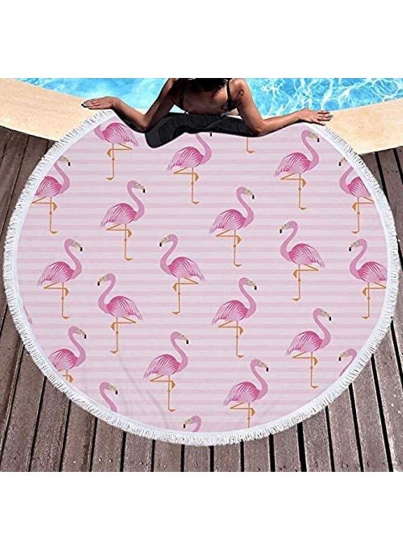 1PCS Beach Towel Flamingo Fashion Printed Soft Microfiber Thickened Swimming Sunscreen shawl With Macrame Serviette De Plage - Image 2