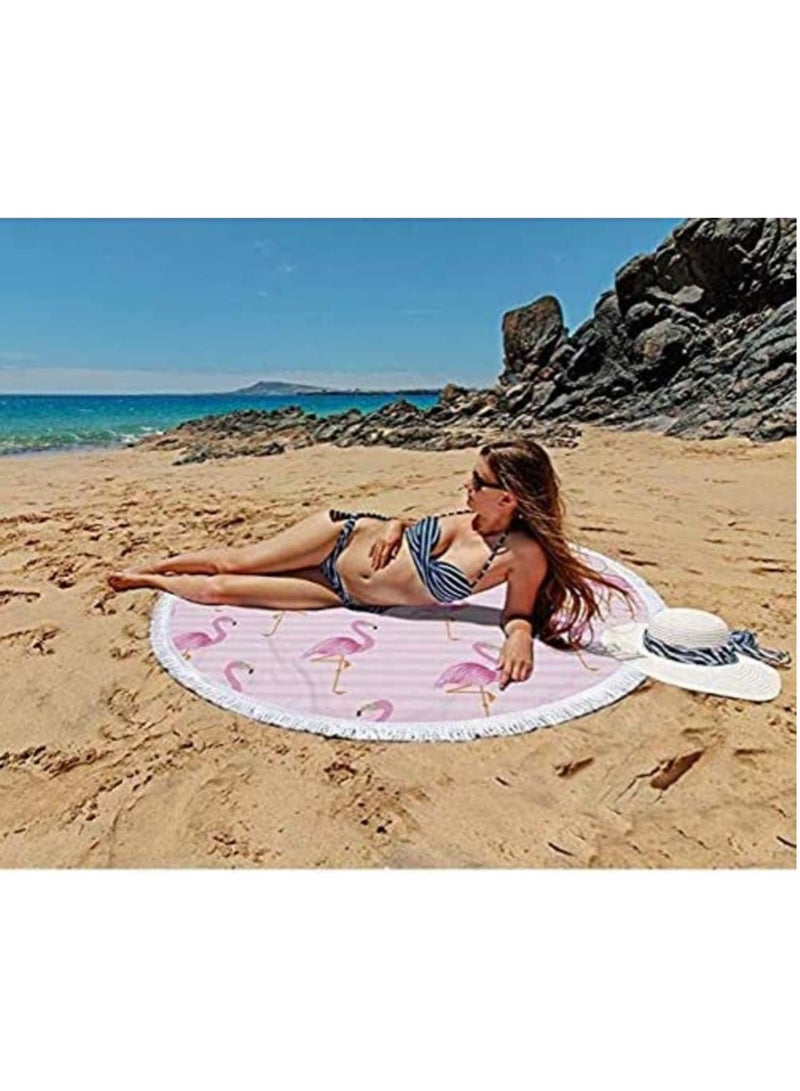 1PCS Beach Towel Flamingo Fashion Printed Soft Microfiber Thickened Swimming Sunscreen shawl With Macrame Serviette De Plage - Image 3