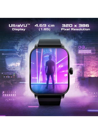 Reflex Phantom Smart Watch 1.85" Ultra UV Square Display, BT Calling, AI Voice Asst, Health Monitoring Mesh Unisex Black - view 2