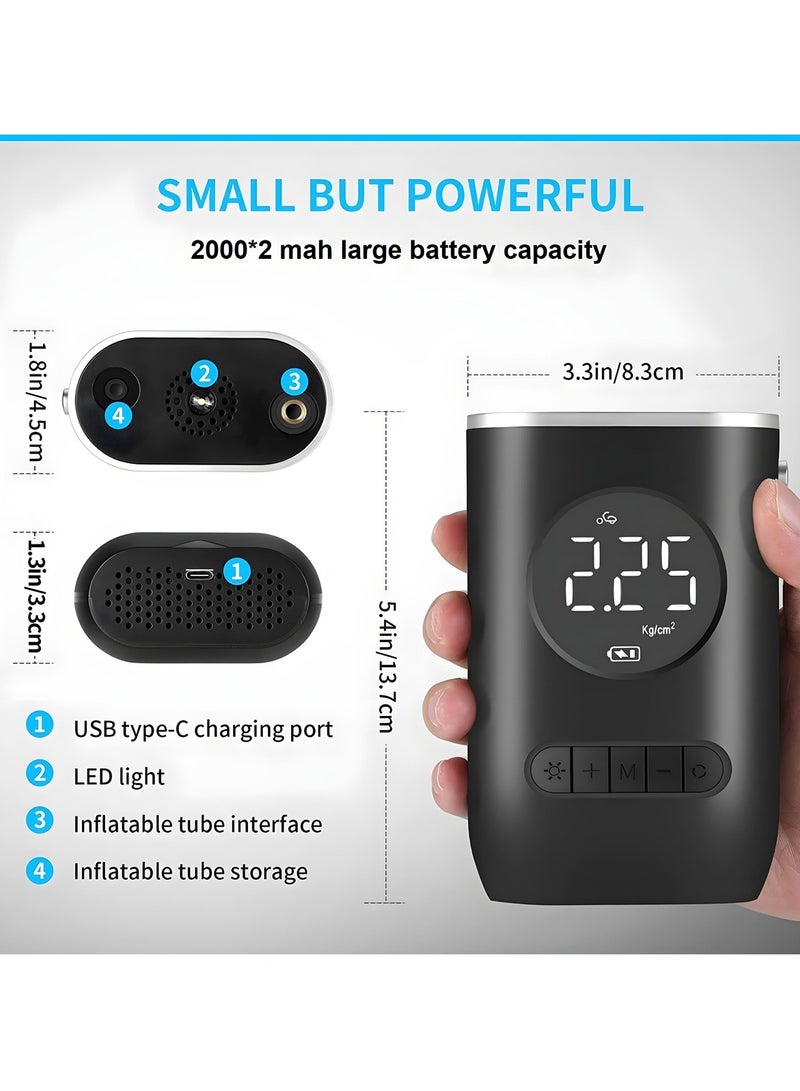 سبايدر ضاغط هواء محمول من SPIDER بقوة 70 واط/7.4 فولت، 150 رطل/بوصة مربعة، منفاخ إطارات لاسلكي مع بطارية قابلة لإعادة الشحن 2000 × 2 مللي أمبير في الساعة وإضاءة LED، مضخة دراجة كهربائية للسيارة والدراجات النارية والكرات (CZK-3668) - Image 3