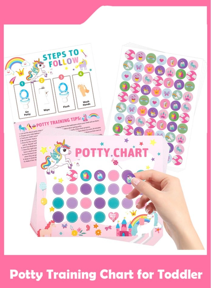 Potty Training Chart for Toddler, Potty Chart for Girl with Stickers, Sticker Chart for Kids Potty Training, Reward Sticker Chart for Preschool Boys Girls Kids (Unicorn ) - Image 1