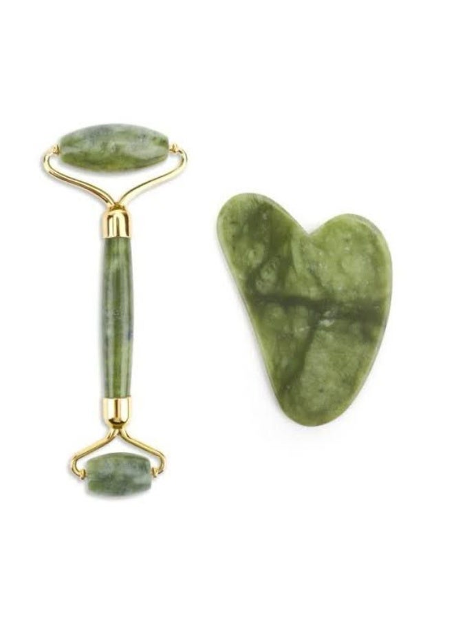 Jade Roller & Gua Sha Facial Tools Women's Beauty Roller Skin Care Tools Real natural jade Used for Face Eyes Neck Body Muscle Relaxing  SGSJR5 - Image 1