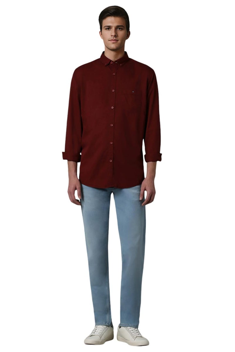 LOUIS PHILIPPE قميص لويس فيليب القطني للرجال بتصميم ضيق (Lrsfnslp780092_مارون) - Image 5