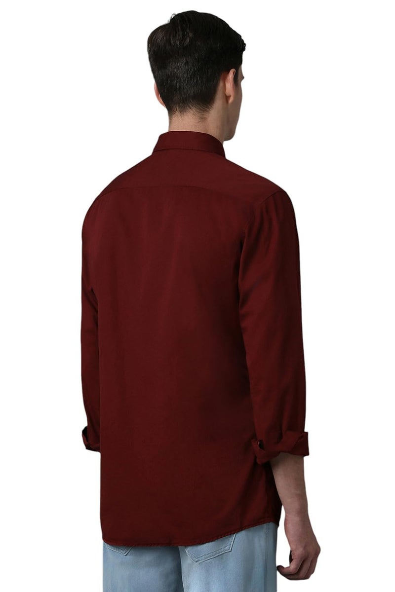 LOUIS PHILIPPE قميص لويس فيليب القطني للرجال بتصميم ضيق (Lrsfnslp780092_مارون) - Image 3