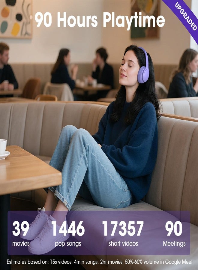 DOQAUS Over-Ear Bluetooth Headphones with 90-Hour Playtime, 3 Professional EQ Modes, HiFi Deep Bass & HD Mic for Extended Travel, Gym Workouts & Daily Use - Image 2