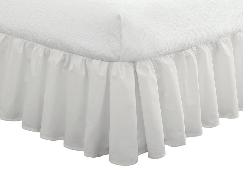 FRESH IDEAS Bedding Ruffled Bed Skirt  Classic 14  Drop Length  Gathered Styling  Cali King  White - Image 1