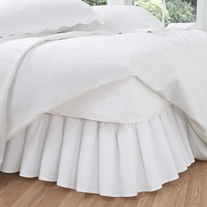 FRESH IDEAS Bedding Ruffled Bed Skirt  Classic 14  Drop Length  Gathered Styling  Cali King  White - Image 5