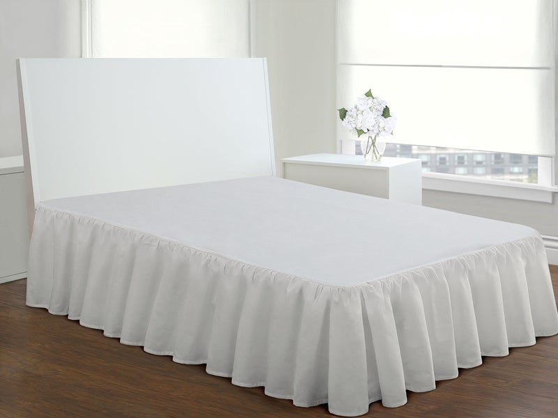 FRESH IDEAS Bedding Ruffled Bed Skirt  Classic 14  Drop Length  Gathered Styling  Cali King  White - Image 3