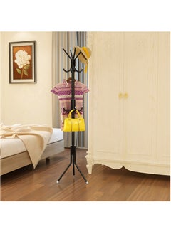 Arabest Coat Rack Freestanding, Entryway Hall Tree With 12 Hooks, Coat Hanger Stand, Floor Standing Coat Rack, Coat Rack Stand, Clothes Rack, Coat Tree, Black  - Image 1