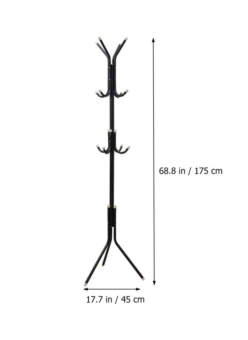 Arabest Coat Rack Freestanding, Entryway Hall Tree With 12 Hooks, Coat Hanger Stand, Floor Standing Coat Rack, Coat Rack Stand, Clothes Rack, Coat Tree, Black  - Image 4