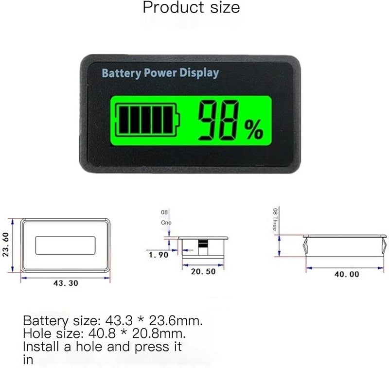 Mini DC Voltage Meter For 12V 24V 48V Lead Acid Lithium Battery Green Backlight - Image 2