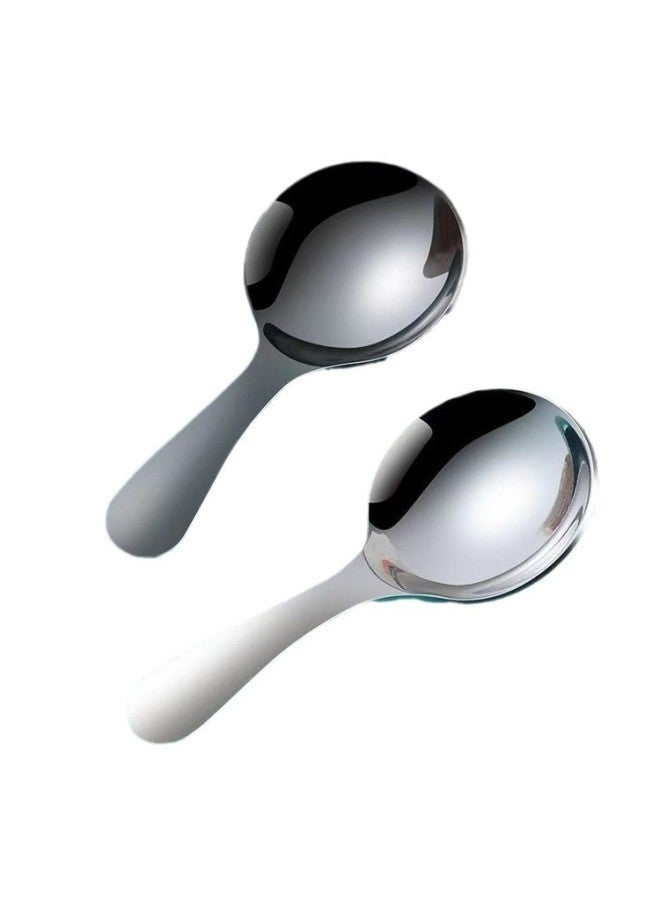 Colorful Stainless Steel Portable Short Handle Round Spoon Milk Powder Small Spoon Fashion Children Student Soup Spoon Dessert Seasoning-Color:Brown Suit - Image 5