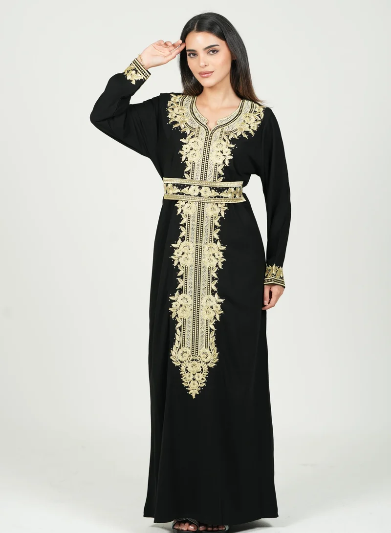 AL BENT AL SHARQIEH black jalabia kaftan dress