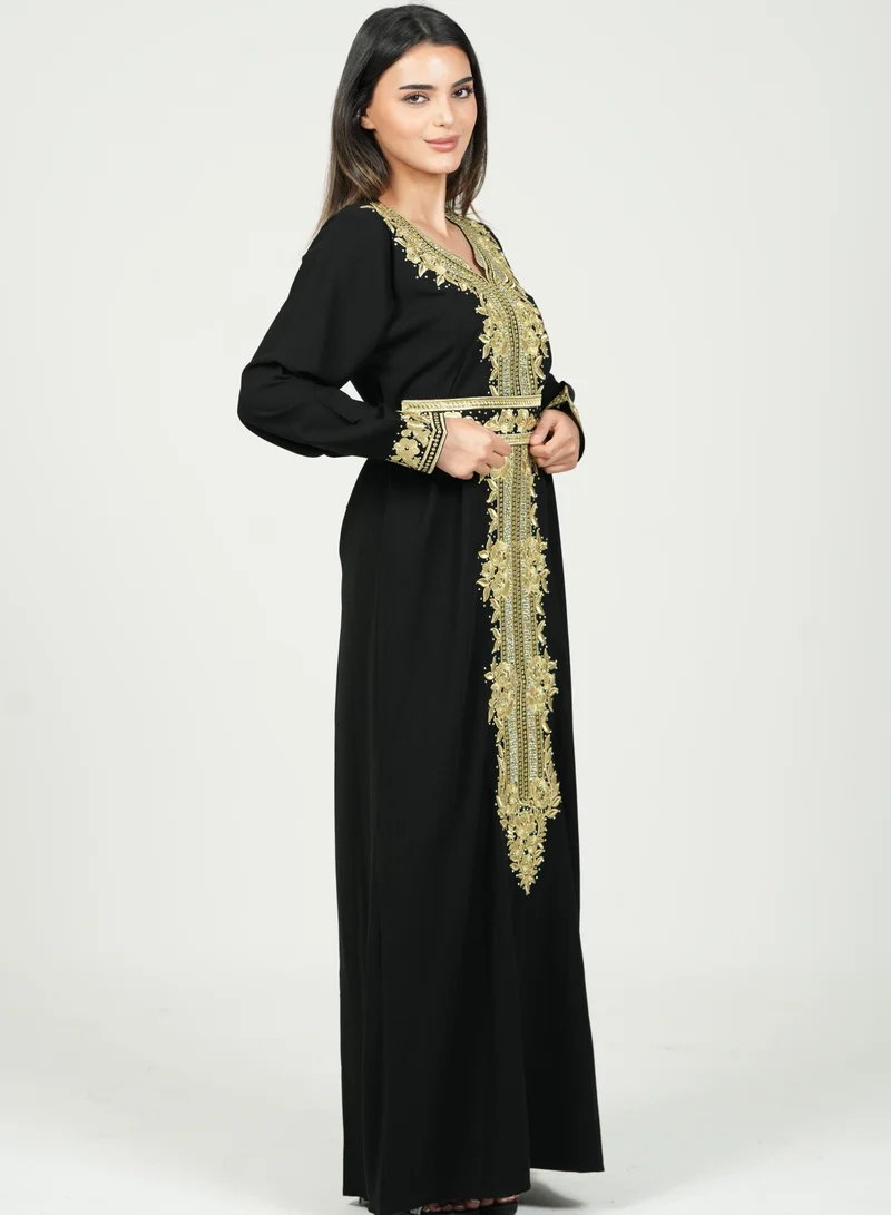 AL BENT AL SHARQIEH black jalabia kaftan dress