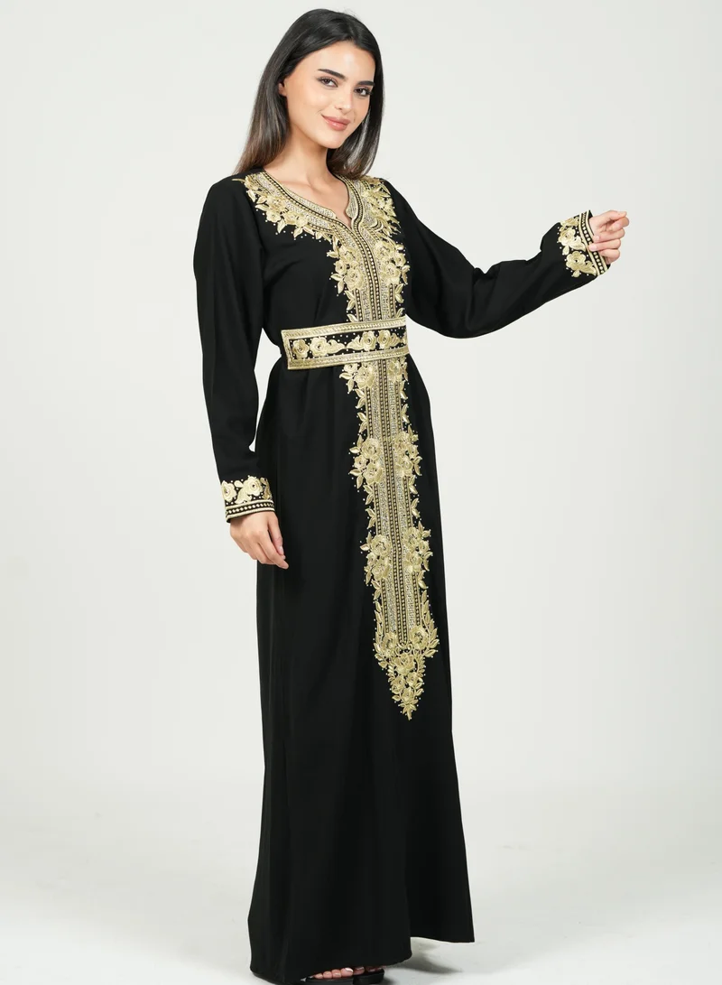 AL BENT AL SHARQIEH  black jalabia kaftan dress for Women | Best Price UAE