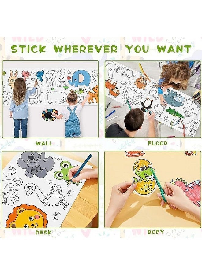 Drawing Paper Roll for Kids, 30x300 CM Large Poster Colouring for Markers Pencils Paints, Art Paper Crafts Sheet, Wall Floor Table Painting Colour Filling Paper, Design- Animal World Educational. A6 - Image 2
