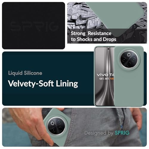 SPRIG Compatible with Vivo T4 Premium SilkTone Back Cover Drop Tested Shock Proof Mobile Case for Men, Women, Boys and Girls with Camera Protection (Light Green) - Image 2