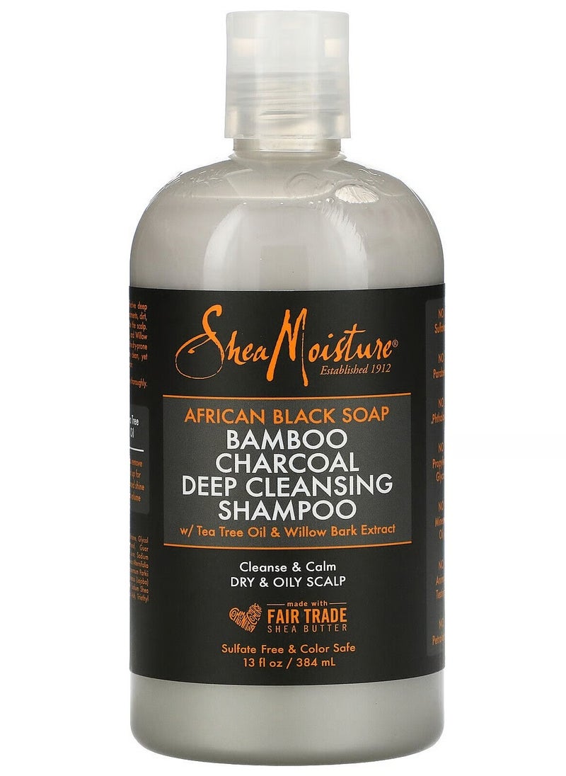 SheaMoister - Shea Moisture African Black Soap Shampoo with Bamboo Charcoal Deep Cleanse - 384ml - Image 1