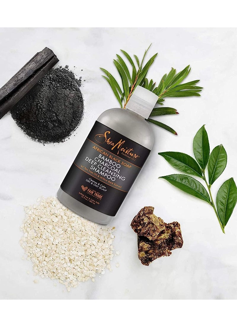 SheaMoister - Shea Moisture African Black Soap Shampoo with Bamboo Charcoal Deep Cleanse - 384ml - Image 1