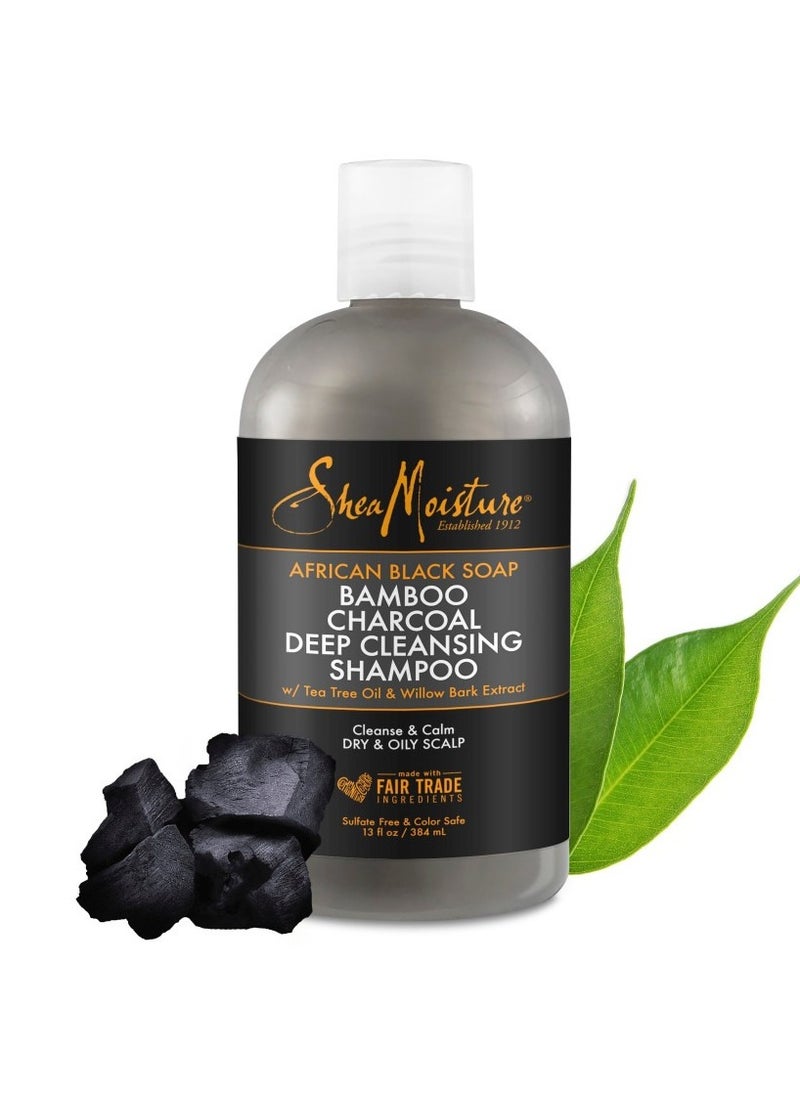 SheaMoister - Shea Moisture African Black Soap Shampoo with Bamboo Charcoal Deep Cleanse - 384ml - Image 1