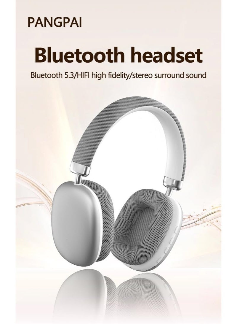 Bluetooth 5.3 Headphones, Hi-Fi Stereo Sound, 12H Playtime, Dual Connection, Over-Ear Wireless Headset with Type-C, Silver (Silvery) - Image 2