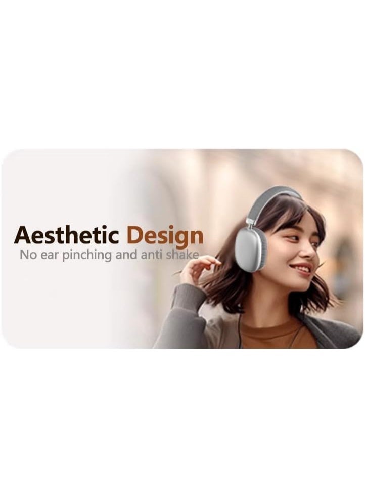 Bluetooth 5.3 Headphones, Hi-Fi Stereo Sound, 12H Playtime, Dual Connection, Over-Ear Wireless Headset with Type-C, Silver (Silvery) - Image 4