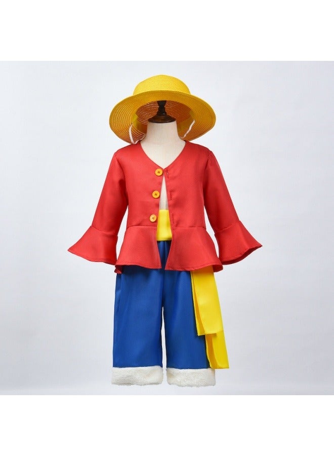 general Children's Luffy cos costume one Piece costume cosplay clothes straw hat shoes cosplay props performance costume  - Image 1