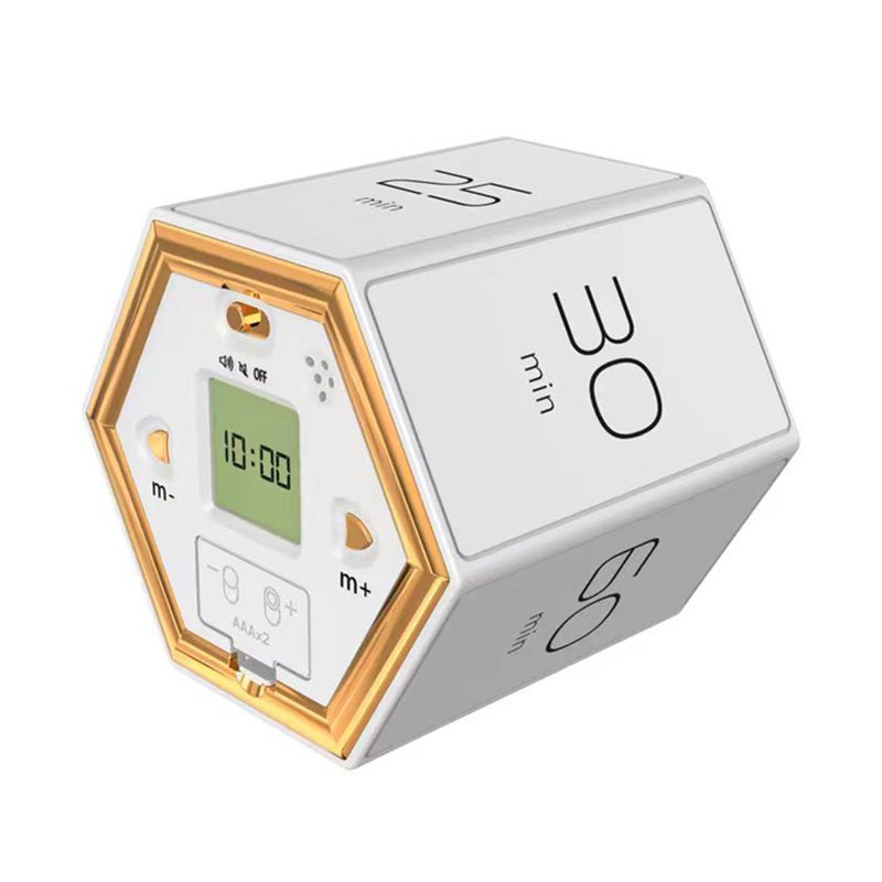 Multi-Hexagon Cube Timer Gravity Sensor Digital Timer with LED Screen Sound Alarm Silent Operation 1/5/10/25/30/60 Minutes and Self-customize 1-99min for Kids Kitchen Time Management Tool for Test - Image 1
